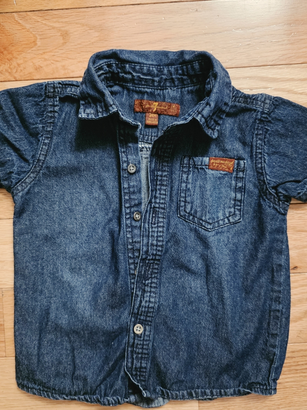 7 For All Mankind Toddler Denim Button-Down Shirt - Dark Blue